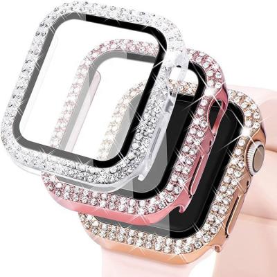 China Luxury Series 7 Glass PC Hard Case 41MM Dustproof Shockproof Waterproof Screen Protector Bling Diamond Plastic Watch Cover With 45MM for sale