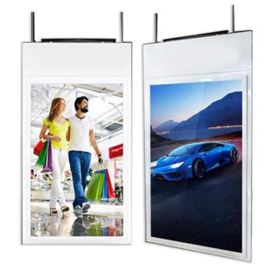 China Advertising Mall Digital Signage Side Screen 32 Inch Ultra Thin Dual Sides Hang Mounted Dual Sides Lcd Advertising Display for sale