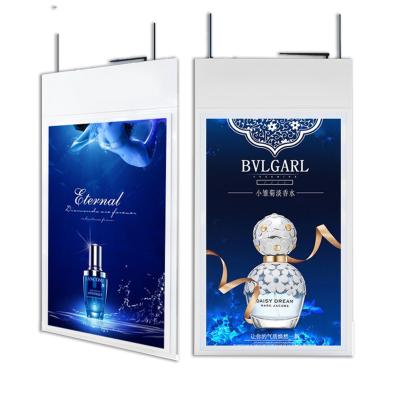 China 55 inch indoor double sided visual image graphic text message advertising hanging player window display wifi media lcd screen for sale