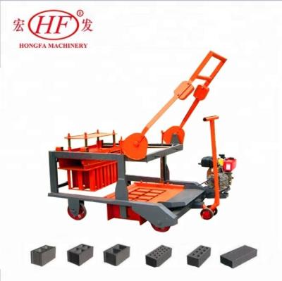 China QM4-45 Movable Mobile Diesel Engine Egg Laying Concrete Hollow Block Making Machine Solid Moving Brick Making Machine for sale