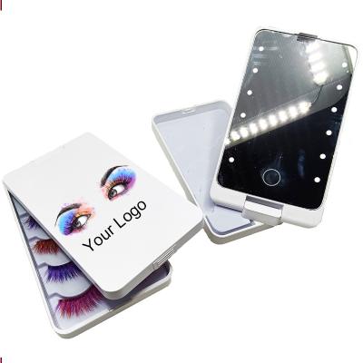 China Simple Design Long Natural Custom Print Logo Cute Pocket Mini Make Up Hand Lighted Makeup Mirror For Makeup for sale