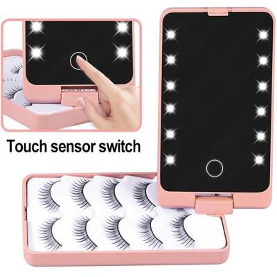 China Private Label Squaremakeup Natural Long Set Brush With Mirror Case Led Makeup Mirror Cosmetic Make Up Hand Mirror for sale