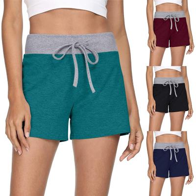 China Wish New Amazon eBay Breathable Colorful Color Blocking Fitness Lace Up Running Gym Sport Shorts For Women Summer Casual for sale