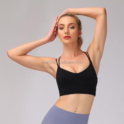 China Hot NEW Lulu Yoga Top Sports Bra Shock Absorption Cross Sports Bra Breathable Bare Back Gym Wear Sexy Sports Bra for sale