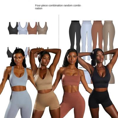 China Good Selling Breathable Ladies Sports Bra Fitness Sets Shape High Active Wear Yoga Gym Leggings Seamless Waist Yoga Set for sale