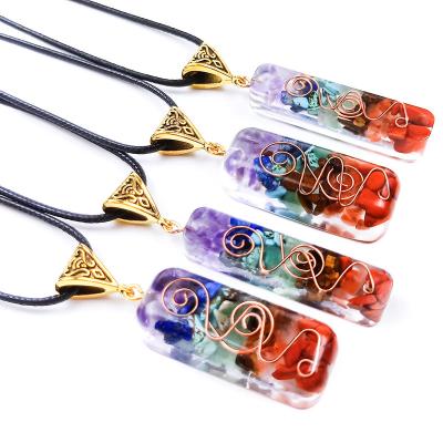 China FASHIONABLE Seven Orgone Chakra Gemstone Pendant 7 Chakra Stone Necklace for Meditation and Spiritual Energy for sale