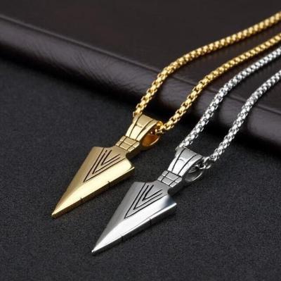 China Hot Sale Men's Vintage Steel Arrowhead Hip Hop Titanium Necklace Pendant Necklace For Women Men for sale