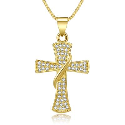 China Hiphop 2021 New Design Iced Out 18K Gold Plated Lab Developed Diamond Necklace Cross Necklaces CLNN010 for sale