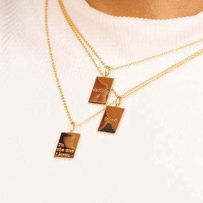 China Custom Punk Stainless Steel Necklaces Tag Pendant Real Gold Plated Necklaces Jewelry For Women Mens for sale