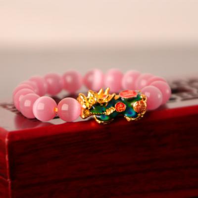 China Vintage Rose Golden PIXIU Jade Bracelet for Women Men Bring Lucky Brave Wealth Feng Shui Bracelets for Women for sale