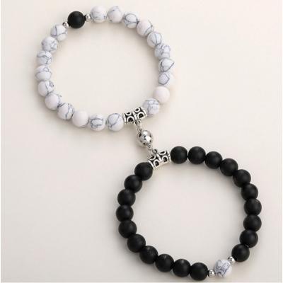 China Custom Romantic 2 Pcs Couples Magnetic Bracelets For Women Men Natural Stone Beads Bracelet Couple Charms For Bracelet Bulk Jewelry Set for sale