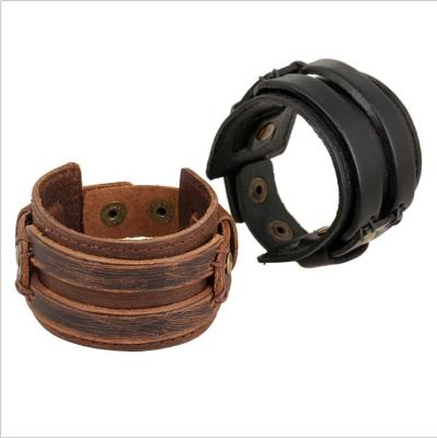 China Men Bracelet For Gift Wholesale Fashion Cheap High Quality Cuff New Design Charm Leather Bracelet For Men Gift Leather Jewelry for sale