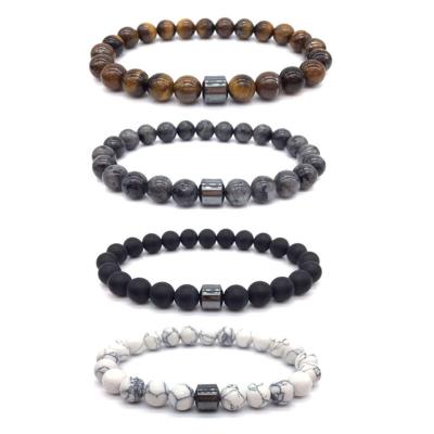 China Hot Sale TRENDY Europe and America Stone Tiger Eye String Magnet Border Natural Bracelet Map Hand New for Men for sale