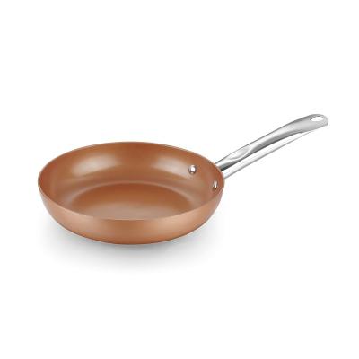 China Latest 24cm Ceramic Coating Aluminum Nonstick Frying Pan Durable Stainless Steel Handle for sale