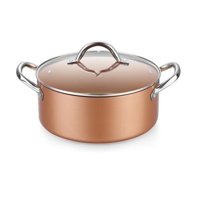 China 24cm Latest Durable Stainless Steel Double Handle Coating Non-Stick Ceramic Casserole Cookware for sale