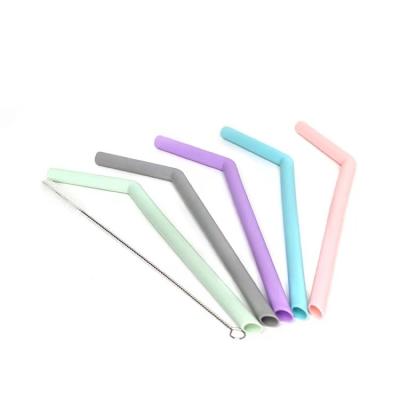 China Modern 4pcs silicone straws with different color and a brush for clean for sale