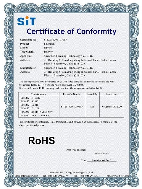 RoHS - Shenzhen Yeguang Technology Co., Ltd.