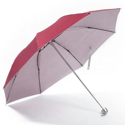 China Modern Factory Wholesale Cheap Silver Coated UV Protection Three-Folding umbrellas for the rain with logo for sale