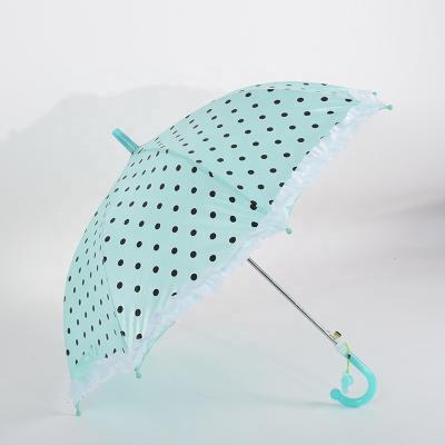 China Cute Factory Wholesale 19 Inch Pearl Fabric Round Dot Multiple Color Pure Rain Whistle Children Umbrella for sale