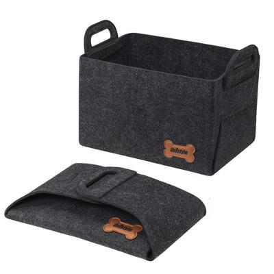 China Foldable Large Size Hamper Laundry Storage Handmade Woven Felt Basket Felt Storage Bin for sale