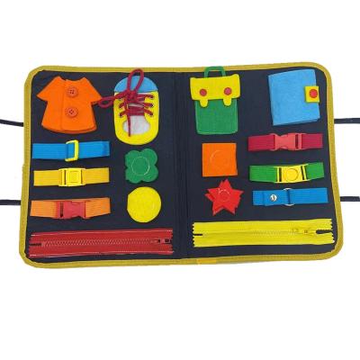 China Eco-friendly Material Hot Selling Folding Felt Busy Board Dressing Learning Board Kids Felt Busy Board for sale