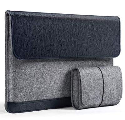 China Eco-friendly Felt And PU Leather Laptop Sleeve Case Notebook Case For Protective Bag for sale