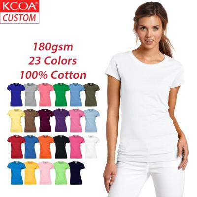 China KCOA Fashion Custom Printing Women's Loose White Casual T-shirt Round Neck Anti-Shrink Cotton T-Shirts For Lady for sale