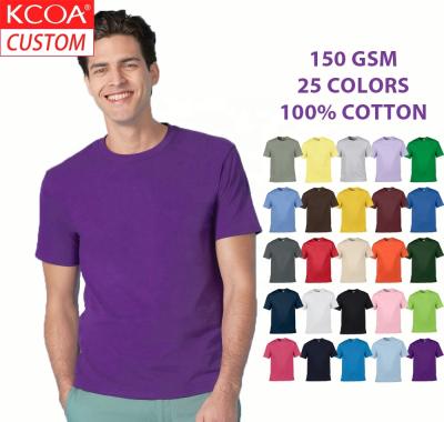 China KCOA Private Label 100% Cotton T-shirt Anti-Shrink Premium Plain Mens Cotton T-shirt Fast Delivery for sale