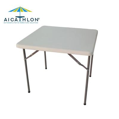 China Outdoor Waterproof Lightweight Folding Lightweight Blown Table Folding Around Plastic Bistro Table for sale