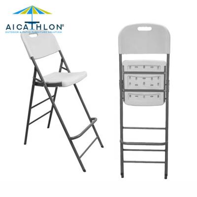 China Water Proof White Plastic Bistro Chairs Outdoor Folding Bar Table And Stool Umpire Chair Supplier for sale