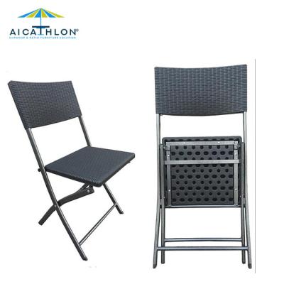 China Wholesale Rattan Outdoor Design Folding Lightweight Black Folding Garden Chair for sale