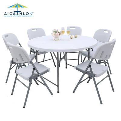 China Wholesale Banquet Modern Outdoor White Collapsible Event Plastic Round Folding Tables for sale