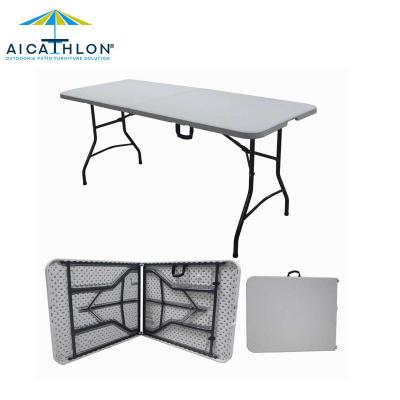 China Modern Easy Carry HDPE 6ft Rectangle Outdoor Plastic Garden Picnic Camping Folding Table for sale