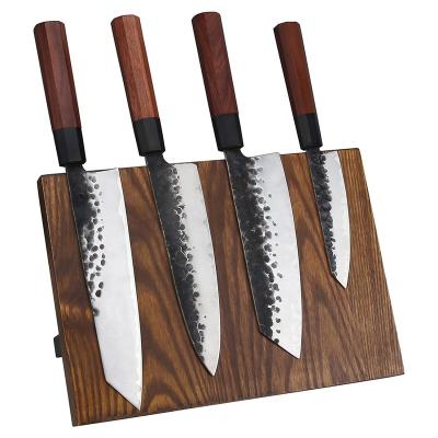 China Viable Octagon High Carbon Steel Wooden Handle Salmon Japanese Sashimi Sushi Cooking Knives Knife Set With Block for sale