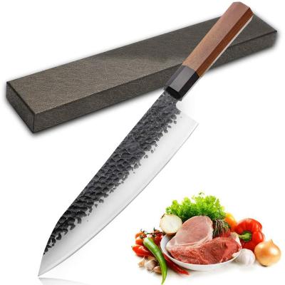 China 8 Inch Viable Hammered Wooden Blade Handle Chef Knife Professional Japanese Chef Knife for sale