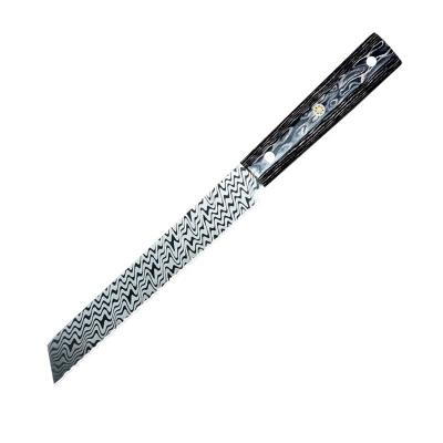 China Custom Viable Pattern Pakka Wave Laser Wood Handle Cutting Bread Knife for sale