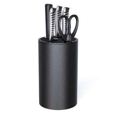 China Durable Wavy Design Kitchen Knife Storage Black Knife Holder Double Layer Round Plastic Knife Rack for sale