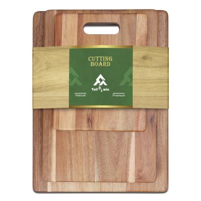 China 3 Pcs Butcher Kitchen Sustainable Multifunctional Acacia Cutting Board Wooden Cutting Plates With Handle for sale