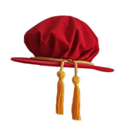 China Wholesale Luxury England Velvelt Style British Hat With Gold Ropes Doctor Graduation Cap for sale