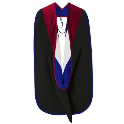 China American University Long Sleeve Doctoral Headgear Graduation Gown Doctoral General Hat and Cowl for sale