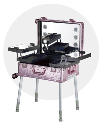 China Other Trolley Makeup Case With LED Lights Cosmetic Train Case Magnesium-Aluminum Alloy More for sale