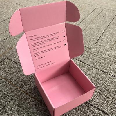 China Recyclable Custom Mailing Box Logo Print Locking Mailer Packaging Pink Color Shipping Cardboard Logo Printing Pink Custom Corrugated Brand for sale