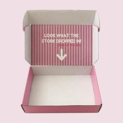 China Recyclable Glossy Custom Pink Color Printed Cardboard Packaging Folded Mailer Box Mailbox With Logo For Guangdong Clothes for sale