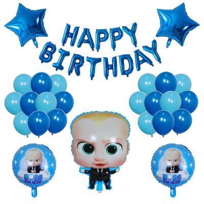 China Baby Aluminum Boss Decoration Cartoon Set Party Decoration Boss Baby Birthday Film Movie Digital Foil Balloon for sale