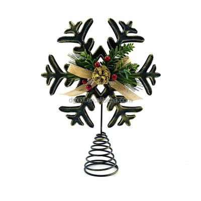 China Fine Metal Christmas Ornaments Snowflake Top Christmas Tree Decor Shopping Mall DIY Christmas Decorations for sale