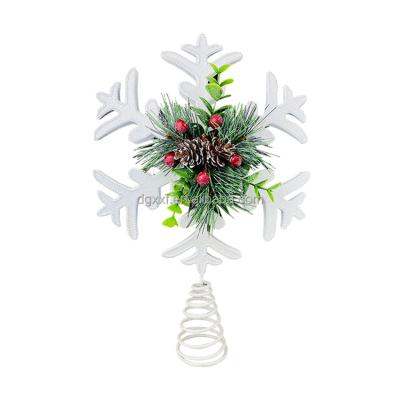 China Christamas Decoration Metal Christmas Ornaments Christmas Tree Top Snowflake Decor Shopping Mall DIY Christmas Decorations for sale