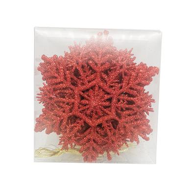 China Promotional Cheap Artificial Plastic Snow Christmas Tree Ornaments Glitter Snowflake Hanging Decoration for sale