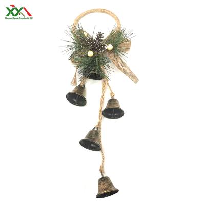 China Christmas Ornament Bronzing Christmas Bells Hanging String Decoration for Christmas Tree and Door Decoration for sale