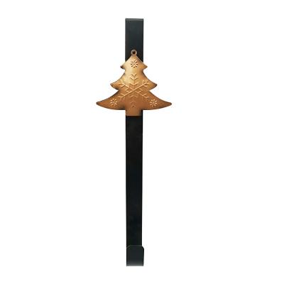 China Metal Christmas Door Decoration Hook Door Decoration Christmas Tree Black Gold Door Hanger for sale