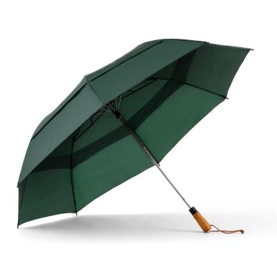 China Straight Rod Umbrella Vented Auto Open Jumbo Compact Umbrella With Wooden Handle for sale